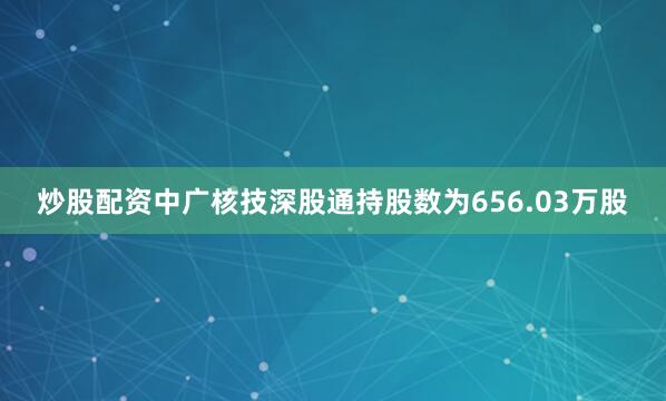 炒股配资中广核技深股通持股数为656.03万股