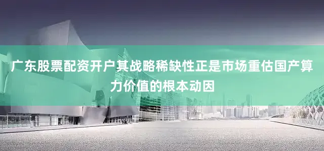 广东股票配资开户其战略稀缺性正是市场重估国产算力价值的根本动因
